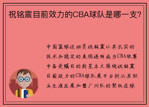 祝铭震目前效力的CBA球队是哪一支？