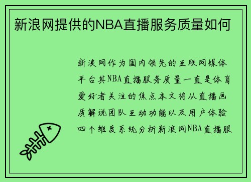 新浪网提供的NBA直播服务质量如何